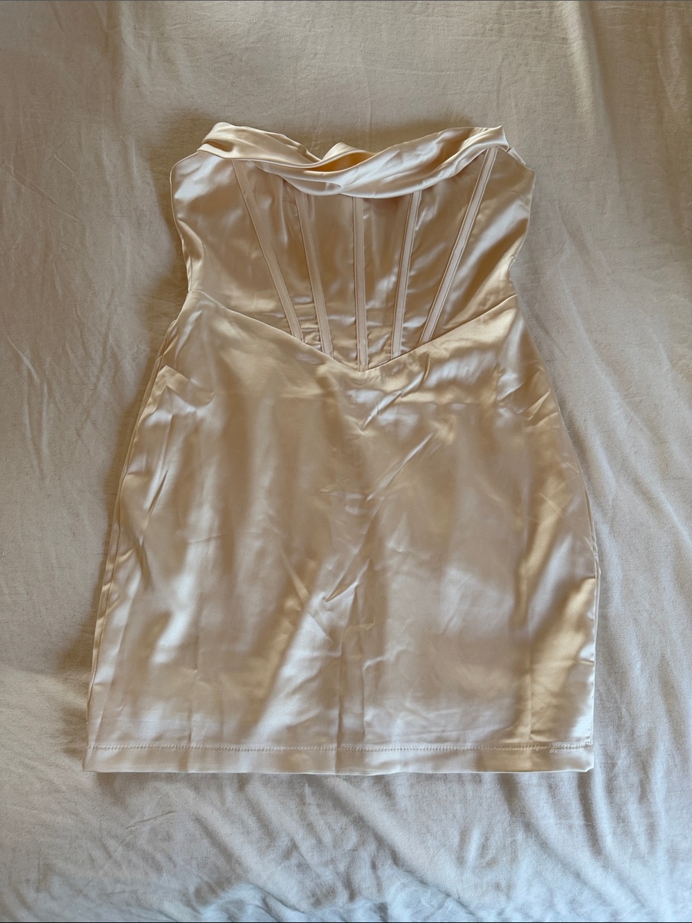 Princess Polly Strapless Satin Corset Mini Dress in Champagne